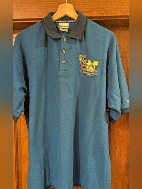 Vintage 90's Walt Disney World Embroidered Mickey -  Men's Royal Blue Polo Shirt